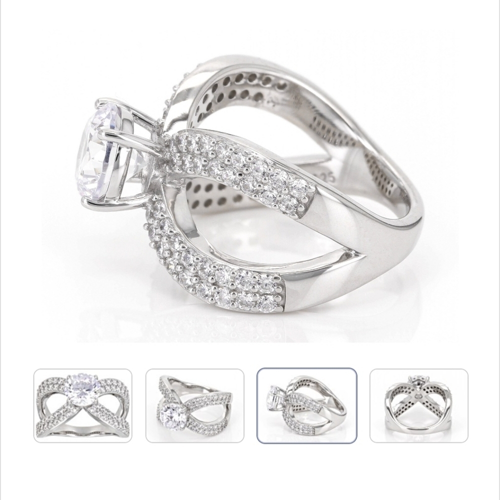 🆕️💍 5.02CTW WHITE DIAMOND SIMULANT PLATINUM OVER STERLING SILVER - SIZE 9.0💍 - Picture 4 of 12